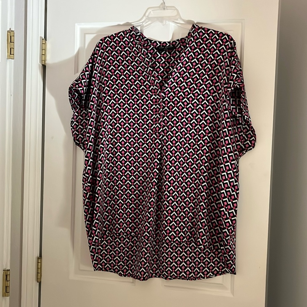 Lane Bryant Black and Pink Patterned Blouse 22/24